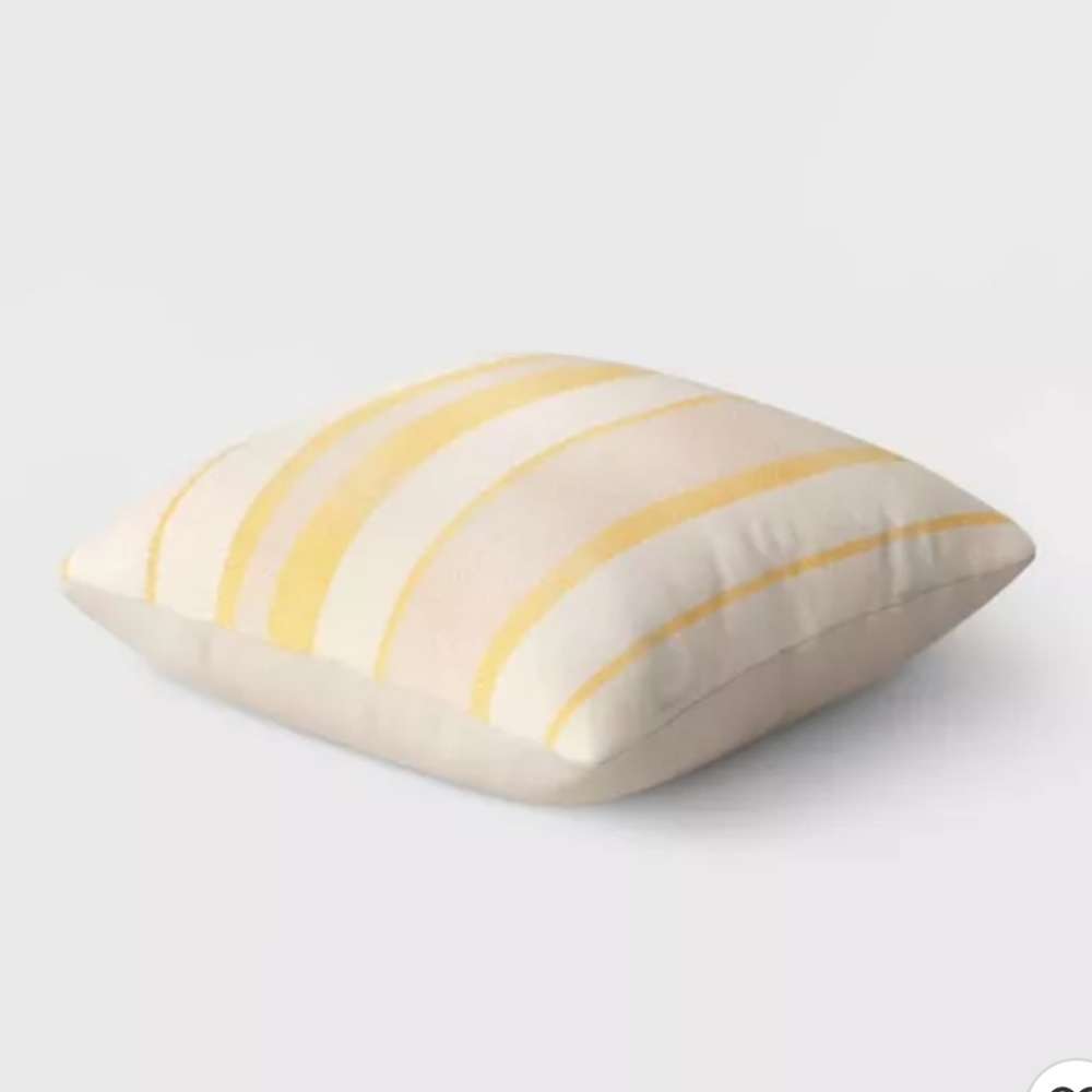 Oversized Woven Striped Throw Pillow Neutral/Yello - Picture 4 of 11